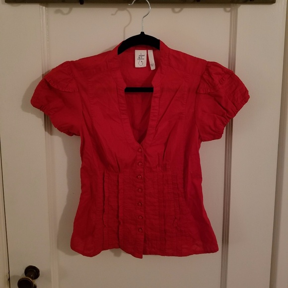 Anthropologie Tops - Red Anthropologie Edme & Esyllte top- Size 4 (EUC)